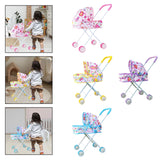 Maxbell Foldable Baby Doll Stroller for Dolls Miniature Push Cart Toy for Girls Boys Pink
