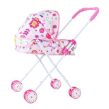 Maxbell Foldable Baby Doll Stroller for Dolls Miniature Push Cart Toy for Girls Boys Pink