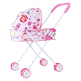 Maxbell Foldable Baby Doll Stroller for Dolls Miniature Push Cart Toy for Girls Boys Pink