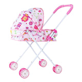 Maxbell Foldable Baby Doll Stroller for Dolls Miniature Push Cart Toy for Girls Boys Pink