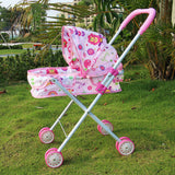 Maxbell Foldable Baby Doll Stroller for Dolls Miniature Push Cart Toy for Girls Boys Pink
