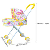 Maxbell Foldable Baby Doll Stroller for Dolls Miniature Push Cart Toy for Girls Boys Yellow