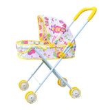 Maxbell Foldable Baby Doll Stroller for Dolls Miniature Push Cart Toy for Girls Boys Yellow