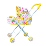 Maxbell Foldable Baby Doll Stroller for Dolls Miniature Push Cart Toy for Girls Boys Yellow
