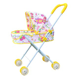 Maxbell Foldable Baby Doll Stroller for Dolls Miniature Push Cart Toy for Girls Boys Yellow