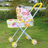 Maxbell Foldable Baby Doll Stroller for Dolls Miniature Push Cart Toy for Girls Boys Yellow