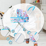 Maxbell Foldable Baby Doll Stroller for Dolls Miniature Push Cart Toy for Girls Boys Blue