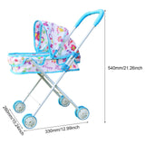 Maxbell Foldable Baby Doll Stroller for Dolls Miniature Push Cart Toy for Girls Boys Blue