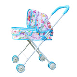 Maxbell Foldable Baby Doll Stroller for Dolls Miniature Push Cart Toy for Girls Boys Blue