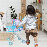 Maxbell Foldable Baby Doll Stroller for Dolls Miniature Push Cart Toy for Girls Boys Blue