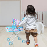 Maxbell Foldable Baby Doll Stroller for Dolls Miniature Push Cart Toy for Girls Boys Blue
