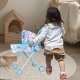 Maxbell Foldable Baby Doll Stroller for Dolls Miniature Push Cart Toy for Girls Boys Blue