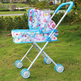 Maxbell Foldable Baby Doll Stroller for Dolls Miniature Push Cart Toy for Girls Boys Blue