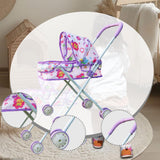 Maxbell Foldable Baby Doll Stroller for Dolls Miniature Push Cart Toy for Girls Boys Purple