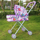 Maxbell Foldable Baby Doll Stroller for Dolls Miniature Push Cart Toy for Girls Boys Purple