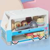 Maxbell Wooden Ice Cream Cart Toys Ice Cream Shop Playset for Kids DIY Holiday Gifts