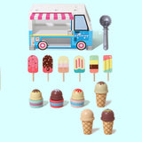 Maxbell Wooden Ice Cream Cart Toys Ice Cream Shop Playset for Kids DIY Holiday Gifts