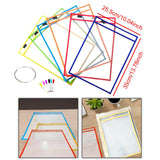 Maxbell 6 Pieces Dry Erase Pocket Sleeves with Ring 10"x14" Paper Sleeves Protectors