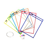 Maxbell 6 Pieces Dry Erase Pocket Sleeves with Ring 10"x14" Paper Sleeves Protectors