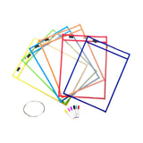 Maxbell 6 Pieces Dry Erase Pocket Sleeves with Ring 10"x14" Paper Sleeves Protectors