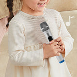 Maxbell Kids Microphone Toy Stage Costume Mic Prop for Kids Halloween Career Day Toy Silver Blue