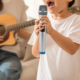 Maxbell Kids Microphone Toy Stage Costume Mic Prop for Kids Halloween Career Day Toy Silver Blue