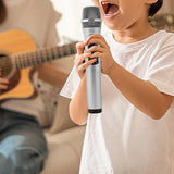 Maxbell Kids Microphone Toy Stage Costume Mic Prop for Kids Halloween Career Day Toy Silver Black