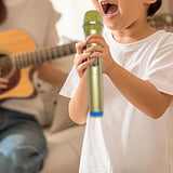 Maxbell Kids Microphone Toy Stage Costume Mic Prop for Kids Halloween Career Day Toy Gold Blue