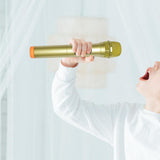 Maxbell Kids Microphone Toy Stage Costume Mic Prop for Kids Halloween Career Day Toy Gold Orange