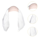 Maxbell Balding Cap Wig Easy to Care Costume Party Wig for Role Playing Party Favors White