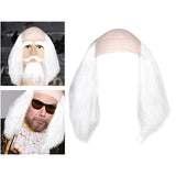 Maxbell Balding Cap Wig Easy to Care Costume Party Wig for Role Playing Party Favors White