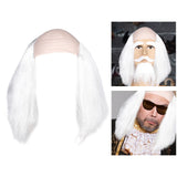 Maxbell Balding Cap Wig Easy to Care Costume Party Wig for Role Playing Party Favors White