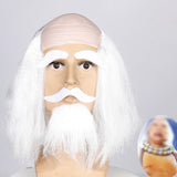Maxbell Balding Cap Wig Easy to Care Costume Party Wig for Role Playing Party Favors White