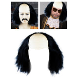 Maxbell Balding Cap Wig Easy to Care Costume Party Wig for Role Playing Party Favors Black