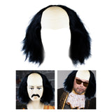 Maxbell Balding Cap Wig Easy to Care Costume Party Wig for Role Playing Party Favors Black