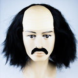 Maxbell Balding Cap Wig Easy to Care Costume Party Wig for Role Playing Party Favors Black