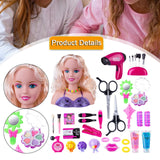 35x Doll Head Hair Styling Set with Hairpins Accessories Kids Makeup Playset Style A