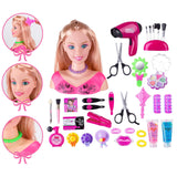 35x Doll Head Hair Styling Set with Hairpins Accessories Kids Makeup Playset Style B