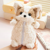 Maxbell Plush Corgi Dog Shape Pencil Case Storage Pencil Pouch for College Home Kids Light Brown