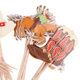 Maxbell 48pcs Set Cowboy Theme Cupcake Picks Cake Toppers Party Decoration