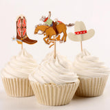 Maxbell 48pcs Set Cowboy Theme Cupcake Picks Cake Toppers Party Decoration