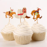 Maxbell 48pcs Set Cowboy Theme Cupcake Picks Cake Toppers Party Decoration