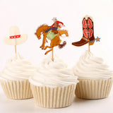 Maxbell 48pcs Set Cowboy Theme Cupcake Picks Cake Toppers Party Decoration