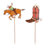 Maxbell 48pcs Set Cowboy Theme Cupcake Picks Cake Toppers Party Decoration