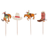 Maxbell 48pcs Set Cowboy Theme Cupcake Picks Cake Toppers Party Decoration