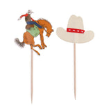 Maxbell 48pcs Set Cowboy Theme Cupcake Picks Cake Toppers Party Decoration
