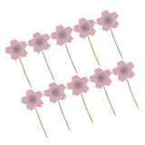 10 Glitter Sakura Flower Cake Toppers Cupcake Picks for Birthday Wedding Party Décor