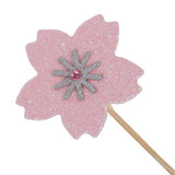 10 Glitter Sakura Flower Cake Toppers Cupcake Picks for Birthday Wedding Party Décor