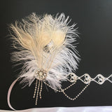 Girls Crystal Applique Headband Feather Flapper Headpiece Hair Jewelry Dress