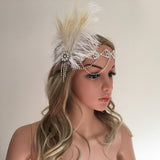 Girls Crystal Applique Headband Feather Flapper Headpiece Hair Jewelry Dress